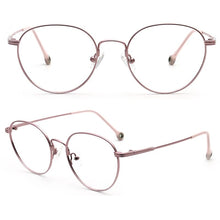 Load image into Gallery viewer, Fashion Women Round Eyeglass Frames Men Optical Glasses Frames Lightweight Metal Rx Eyewear Pink Gold Silver Flexible Spectacles