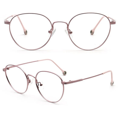 Fashion Women Round Eyeglass Frames Men Optical Glasses Frames Lightweight Metal Rx Eyewear Pink Gold Silver Flexible Spectacles