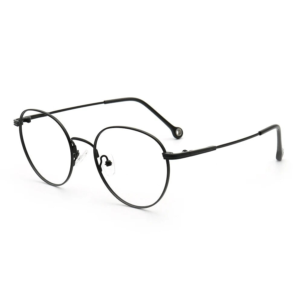 Fashion Women Round Eyeglass Frames Men Optical Glasses Frames Lightweight Metal Rx Eyewear Pink Gold Silver Flexible Spectacles