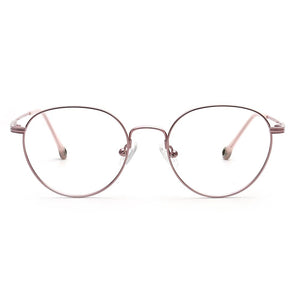 Fashion Women Round Eyeglass Frames Men Optical Glasses Frames Lightweight Metal Rx Eyewear Pink Gold Silver Flexible Spectacles