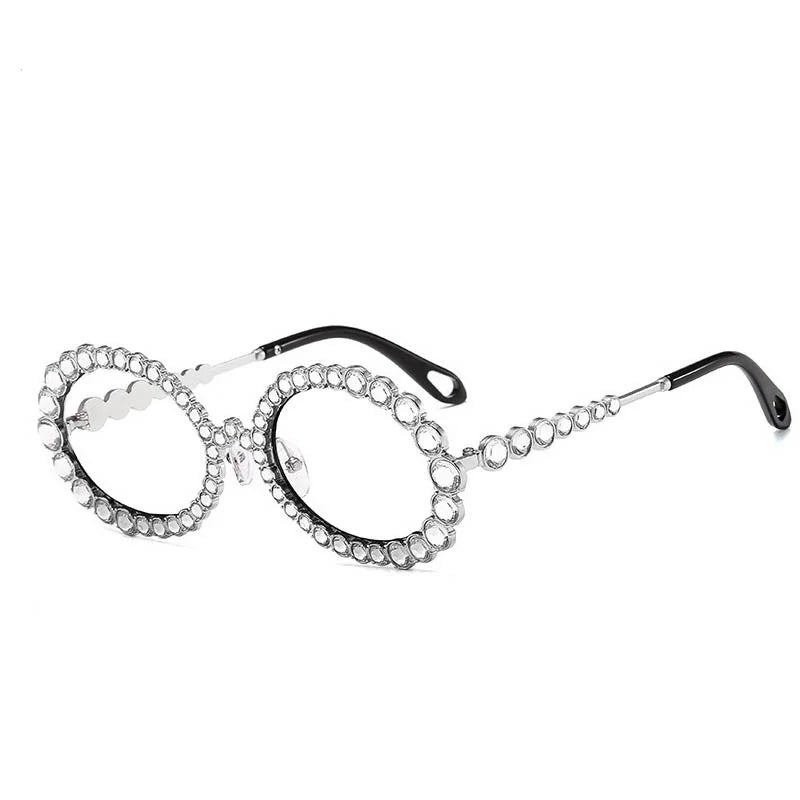 Donne strass lucidi occhiali trasparenti occhiali da lettura montature per occhiali ottici occhiali decorativi in ​​lega anti-luce blu