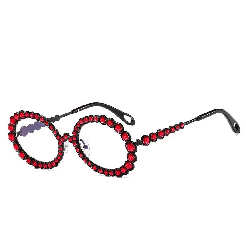 Donne strass lucidi occhiali trasparenti occhiali da lettura montature per occhiali ottici occhiali decorativi in ​​lega anti-luce blu