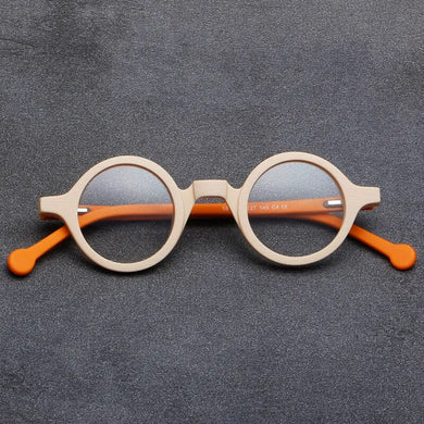 Wood Grain Plate Glasses Retro Round Frame Brand Designer Glasses Frame For Men Women Optic Prescription Eyeglasses