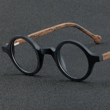 Load image into Gallery viewer, Wood Grain Plate Glasses Retro Round Frame Brand Designer Glasses Frame For Men Women Optic Prescription Eyeglasses