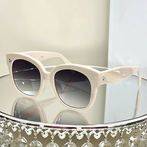 Fashionable CL high-end dual panel composite material, cool circular black female sunglasses, tourism concave shape