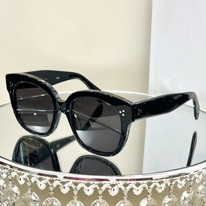 Fashionable CL high-end dual panel composite material, cool circular black female sunglasses, tourism concave shape