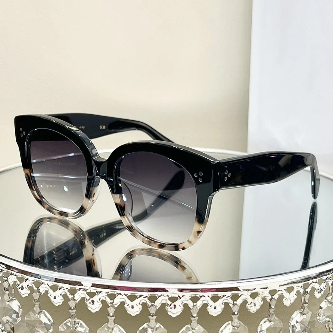 Fashionable CL high-end dual panel composite material, cool circular black female sunglasses, tourism concave shape