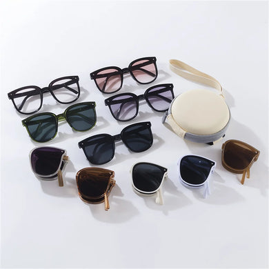 Fashionable Kids Folding Sunglasses Outdoor UV400 Unisex Portable Collapsible Glasses Summer Wild Colorful Square Eyewear