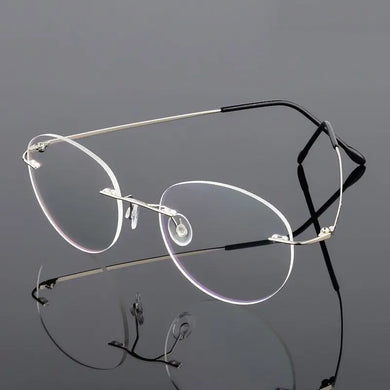 Female Rimless Folding Glasses Frame Man Women Titanium Alloy Ultralight Oval Prescription Myopia Optical Eyeglasses Frames