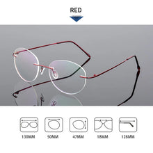 Load image into Gallery viewer, Female Rimless Folding Glasses Frame Man Women Titanium Alloy Ultralight Oval Prescription Myopia Optical Eyeglasses Frames