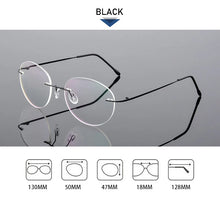 Load image into Gallery viewer, Female Rimless Folding Glasses Frame Man Women Titanium Alloy Ultralight Oval Prescription Myopia Optical Eyeglasses Frames
