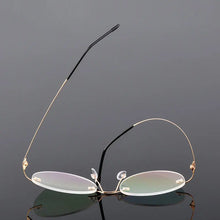 Load image into Gallery viewer, Female Rimless Folding Glasses Frame Man Women Titanium Alloy Ultralight Oval Prescription Myopia Optical Eyeglasses Frames