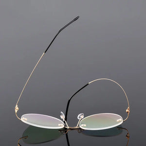 Female Rimless Folding Glasses Frame Man Women Titanium Alloy Ultralight Oval Prescription Myopia Optical Eyeglasses Frames