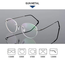 Load image into Gallery viewer, Female Rimless Folding Glasses Frame Man Women Titanium Alloy Ultralight Oval Prescription Myopia Optical Eyeglasses Frames