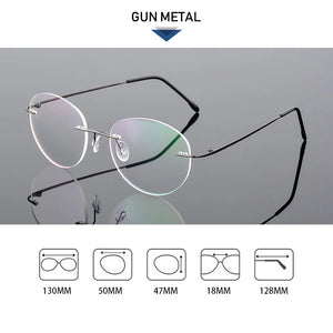 Female Rimless Folding Glasses Frame Man Women Titanium Alloy Ultralight Oval Prescription Myopia Optical Eyeglasses Frames