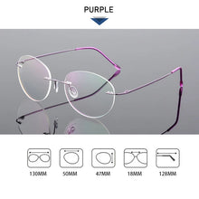 Load image into Gallery viewer, Female Rimless Folding Glasses Frame Man Women Titanium Alloy Ultralight Oval Prescription Myopia Optical Eyeglasses Frames