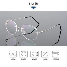 Load image into Gallery viewer, Female Rimless Folding Glasses Frame Man Women Titanium Alloy Ultralight Oval Prescription Myopia Optical Eyeglasses Frames