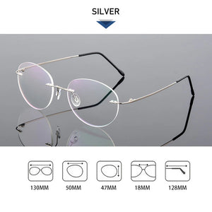 Female Rimless Folding Glasses Frame Man Women Titanium Alloy Ultralight Oval Prescription Myopia Optical Eyeglasses Frames