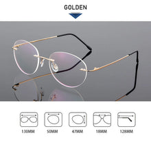 Load image into Gallery viewer, Female Rimless Folding Glasses Frame Man Women Titanium Alloy Ultralight Oval Prescription Myopia Optical Eyeglasses Frames
