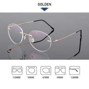 Female Rimless Folding Glasses Frame Man Women Titanium Alloy Ultralight Oval Prescription Myopia Optical Eyeglasses Frames
