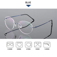 Load image into Gallery viewer, Female Rimless Folding Glasses Frame Man Women Titanium Alloy Ultralight Oval Prescription Myopia Optical Eyeglasses Frames