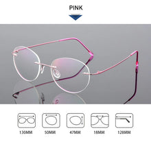 Load image into Gallery viewer, Female Rimless Folding Glasses Frame Man Women Titanium Alloy Ultralight Oval Prescription Myopia Optical Eyeglasses Frames