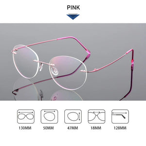 Female Rimless Folding Glasses Frame Man Women Titanium Alloy Ultralight Oval Prescription Myopia Optical Eyeglasses Frames