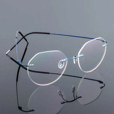 Female Rimless Folding Titanium Alloy Glasses Frame Women Ultralight Cat Eye Prescription Myopia Optical Eyeglasses Frames