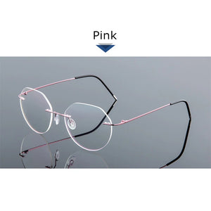Female Rimless Folding Titanium Alloy Glasses Frame Women Ultralight Cat Eye Prescription Myopia Optical Eyeglasses Frames
