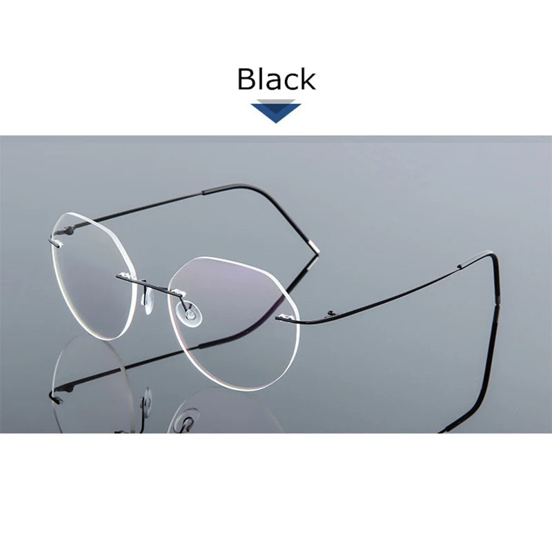 Female Rimless Folding Titanium Alloy Glasses Frame Women Ultralight Cat Eye Prescription Myopia Optical Eyeglasses Frames