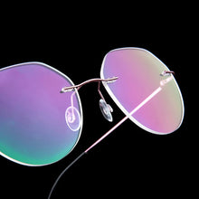 Load image into Gallery viewer, Female Rimless Folding Titanium Alloy Glasses Frame Women Ultralight Cat Eye Prescription Myopia Optical Eyeglasses Frames