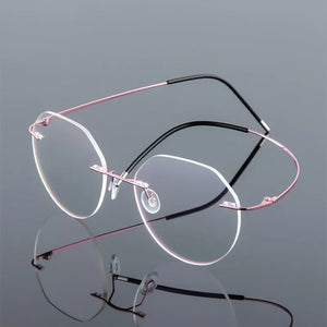 Female Rimless Folding Titanium Alloy Glasses Frame Women Ultralight Cat Eye Prescription Myopia Optical Eyeglasses Frames