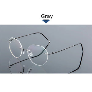 Female Rimless Folding Titanium Alloy Glasses Frame Women Ultralight Cat Eye Prescription Myopia Optical Eyeglasses Frames