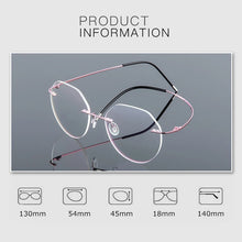 Load image into Gallery viewer, Female Rimless Folding Titanium Alloy Glasses Frame Women Ultralight Cat Eye Prescription Myopia Optical Eyeglasses Frames