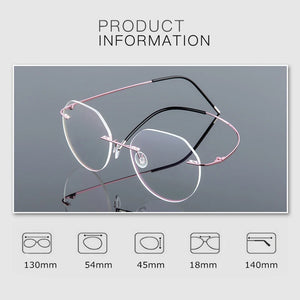 Female Rimless Folding Titanium Alloy Glasses Frame Women Ultralight Cat Eye Prescription Myopia Optical Eyeglasses Frames