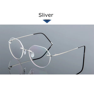 Female Rimless Folding Titanium Alloy Glasses Frame Women Ultralight Cat Eye Prescription Myopia Optical Eyeglasses Frames