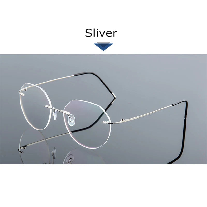 Female Rimless Folding Titanium Alloy Glasses Frame Women Ultralight Cat Eye Prescription Myopia Optical Eyeglasses Frames