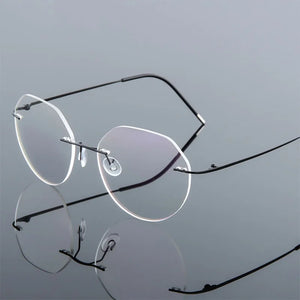 Female Rimless Folding Titanium Alloy Glasses Frame Women Ultralight Cat Eye Prescription Myopia Optical Eyeglasses Frames