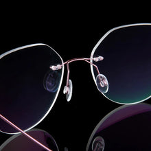 Load image into Gallery viewer, Female Rimless Folding Titanium Alloy Glasses Frame Women Ultralight Cat Eye Prescription Myopia Optical Eyeglasses Frames