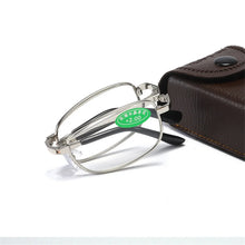 Load image into Gallery viewer, Foldable Reading Glasses Folding Presbyopia Men Women Metal Retro Computer Reading Glasses With Case 1.0 1.5 2.0 2.5 3.0 3.5 4.0