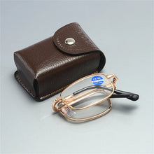 Load image into Gallery viewer, Foldable Reading Glasses Folding Presbyopia Men Women Metal Retro Computer Reading Glasses With Case 1.0 1.5 2.0 2.5 3.0 3.5 4.0