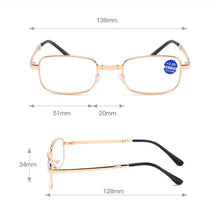 Load image into Gallery viewer, Foldable Reading Glasses Folding Presbyopia Men Women Metal Retro Computer Reading Glasses With Case 1.0 1.5 2.0 2.5 3.0 3.5 4.0