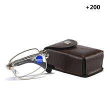 Load image into Gallery viewer, Foldable Reading Glasses Folding Presbyopia Men Women Metal Retro Computer Reading Glasses With Case 1.0 1.5 2.0 2.5 3.0 3.5 4.0