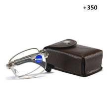 Load image into Gallery viewer, Foldable Reading Glasses Folding Presbyopia Men Women Metal Retro Computer Reading Glasses With Case 1.0 1.5 2.0 2.5 3.0 3.5 4.0