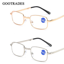 Load image into Gallery viewer, Foldable Reading Glasses Folding Presbyopia Men Women Metal Retro Computer Reading Glasses With Case 1.0 1.5 2.0 2.5 3.0 3.5 4.0
