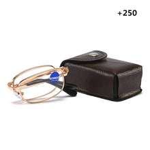 Load image into Gallery viewer, Foldable Reading Glasses Folding Presbyopia Men Women Metal Retro Computer Reading Glasses With Case 1.0 1.5 2.0 2.5 3.0 3.5 4.0