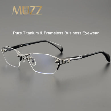 Frameless Men Business IP Titanium Eye Glasses Frame  Myopia Optical Prescription Eyeglasses Classic Handmade Acetate Eyewear