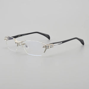 Frameless Men Business IP Titanium Eye Glasses Frame  Myopia Optical Prescription Eyeglasses Classic Handmade Acetate Eyewear