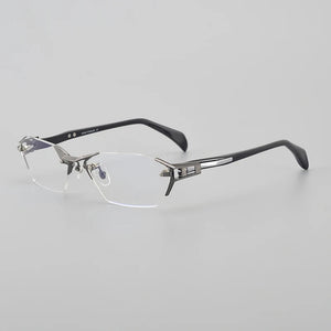 Frameless Men Business IP Titanium Eye Glasses Frame  Myopia Optical Prescription Eyeglasses Classic Handmade Acetate Eyewear