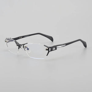 Frameless Men Business IP Titanium Eye Glasses Frame  Myopia Optical Prescription Eyeglasses Classic Handmade Acetate Eyewear